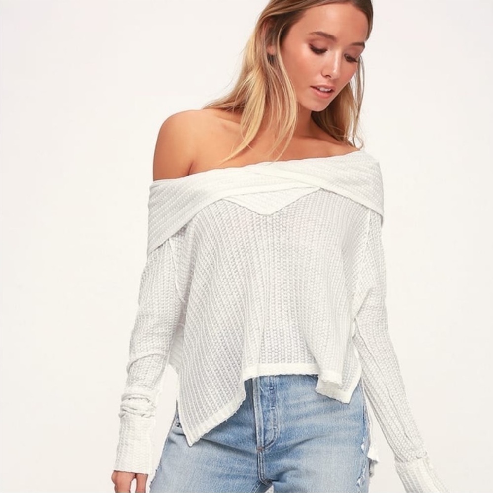 Free People We The Free Wildcats Thermal Cowl Neck White Top‎ XS